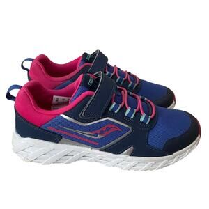 Saucony Wind Shld AC 2.0 Girls Size 2 Blue Pink Sneakers